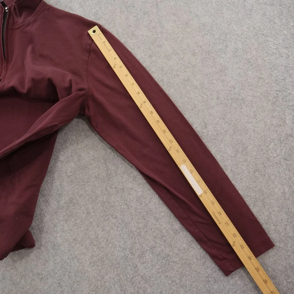 Banana Republic Sweater Mens Large Red Burgundy 1/4 Zip Mock Neck Long Sleeve